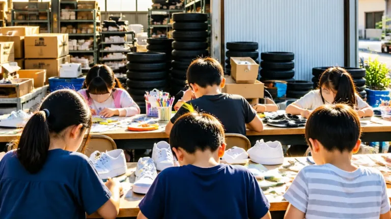 久留米の小学生、地元メーカーと作る“世界に一足”のスニーカー体験
