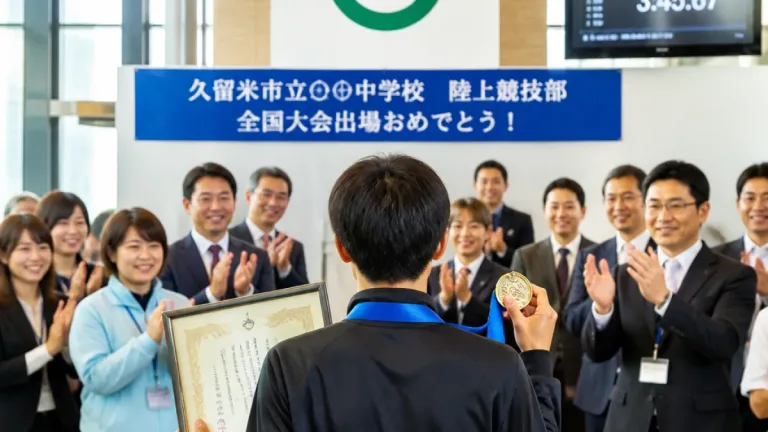 久留米の杉田さん、日本新記録報告 市役所で歓声と期待