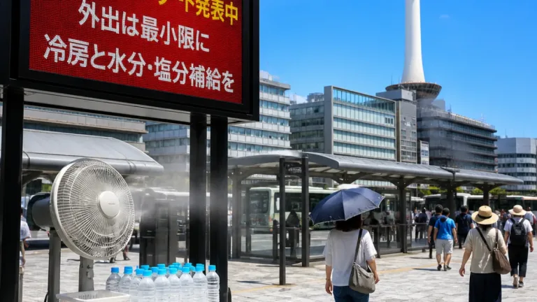 京都府に熱中症警戒アラート、外出抑制と冷房活用を