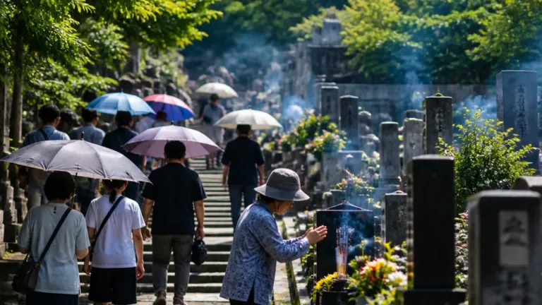 京都・大谷祖廟にお盆の参拝者多数 小雨の中で故人をしのぶ姿