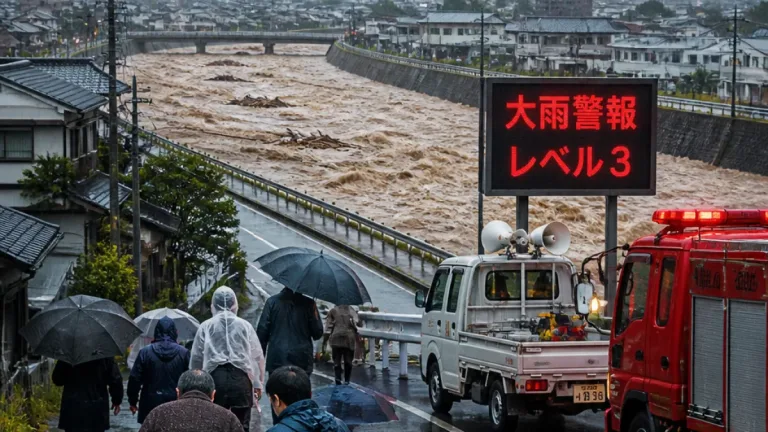 甲府市と笛吹市にレベル3大雨警報発表、迅速な避難行動を