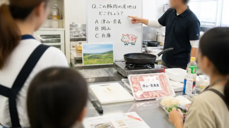 地元豚肉を親子で調理 生産者が食育と魅力伝える