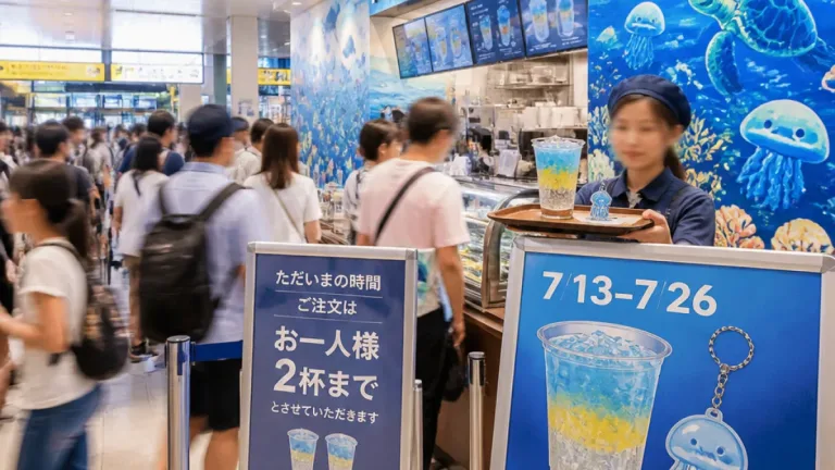 町田駅構内のフォレスティコーヒーで水族館コラボドリンク販売