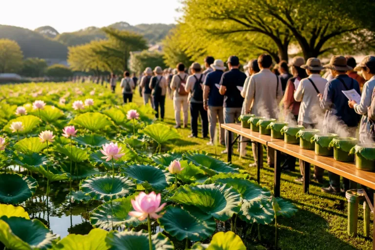 町田・薬師池で夏の観蓮会 蓮の花と荷葉酒で早朝の風情を体験