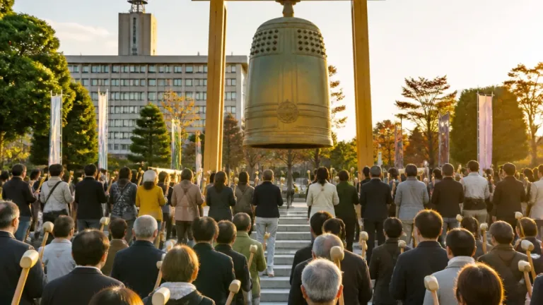 前橋で「平和の鐘を鳴らそう」 岡本太郎の太陽の鐘が市民と響き合う
