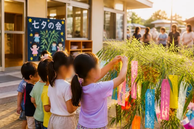 前橋の幼稚園で七夕の会 園児が短冊に願いを込める