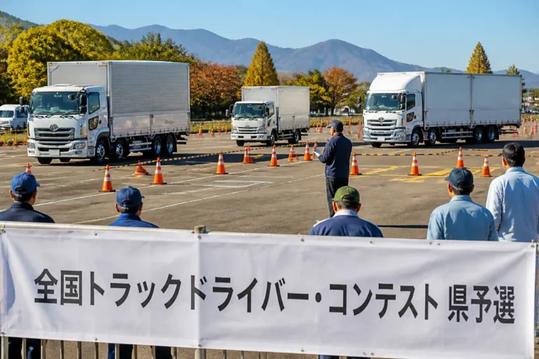 前橋でトラック運転技術の県予選会 安全意識向上へ実技・学科で競う