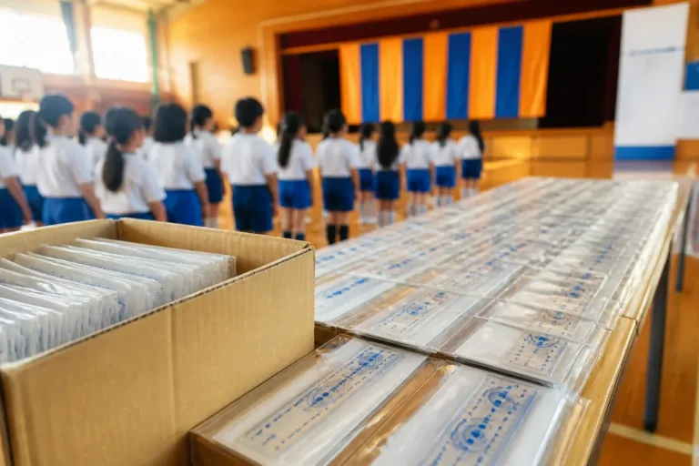前橋の小学生に配布、ザスパ群馬と池下工業のオリジナル定規
