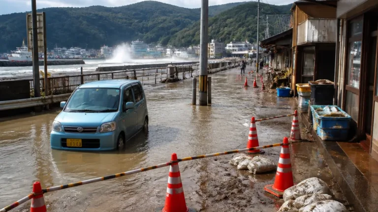 舞鶴で高潮、19戸が床下浸水 道路27カ所が冠水