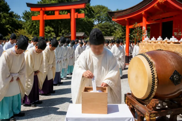 松江祭鼕行列の安全祈願 東片原町が一番くじに