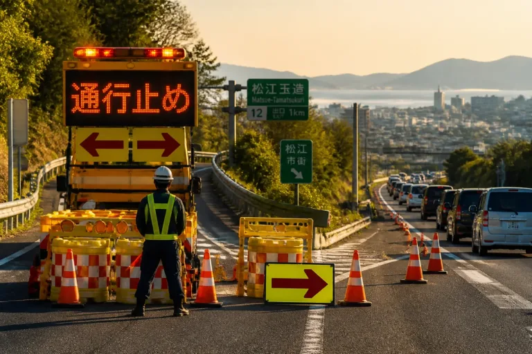 松江の山陰自動車道 上り線が緊急工事で通行止め 出発前に最新情報を確認を