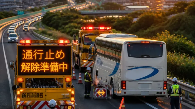 松江で山陰道の通行止め解除 大型バス故障で一時停止