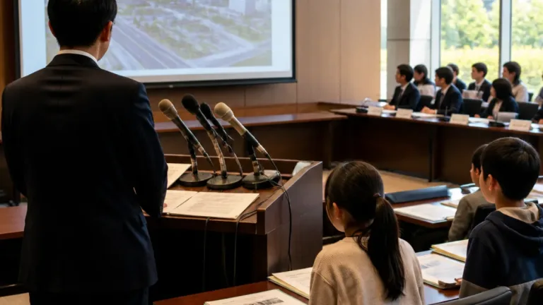松山市長、児童向け会合で発言巡り波紋
