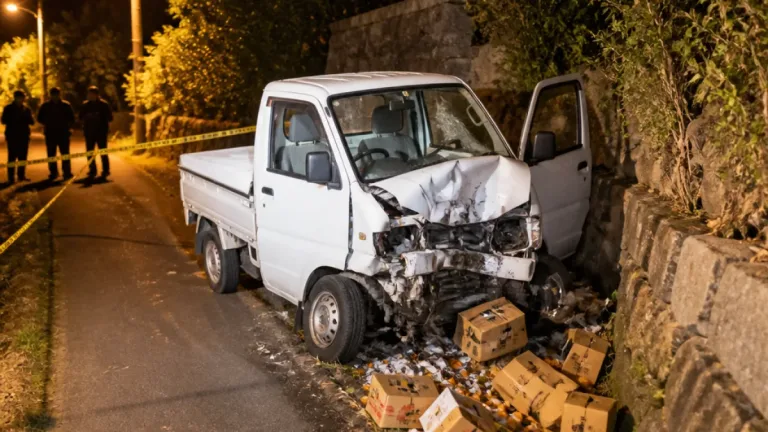 三原で軽トラック衝突、92歳死亡
