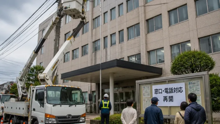 むつ合同庁舎の停電、3日ぶり復旧 窓口・電話対応が全て再開