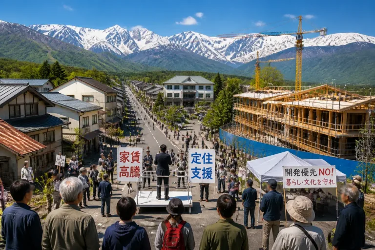 長野・白馬村長選 告示で観光開発と暮らしの対立鮮明に