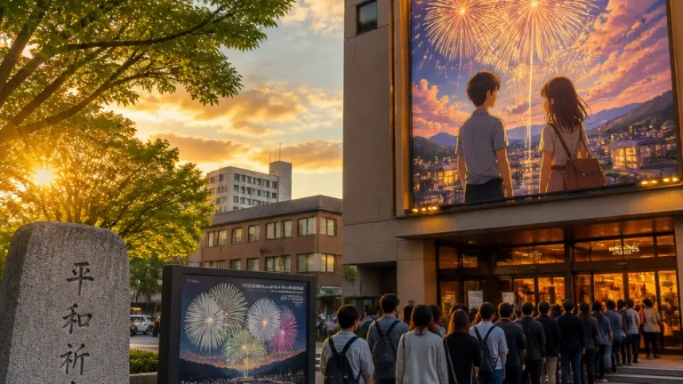 長岡舞台の新作アニメ公開 街中に広がる観客の関心と平和への思い
