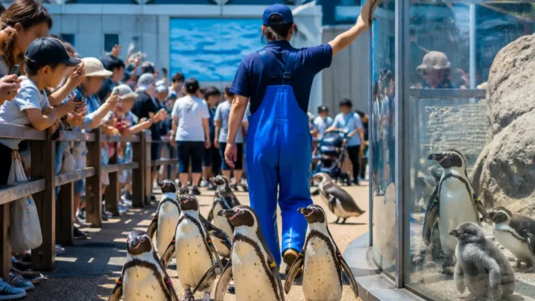 長崎ペンギン水族館、夏季の土日祝で来場増 ペンギン散歩も人気