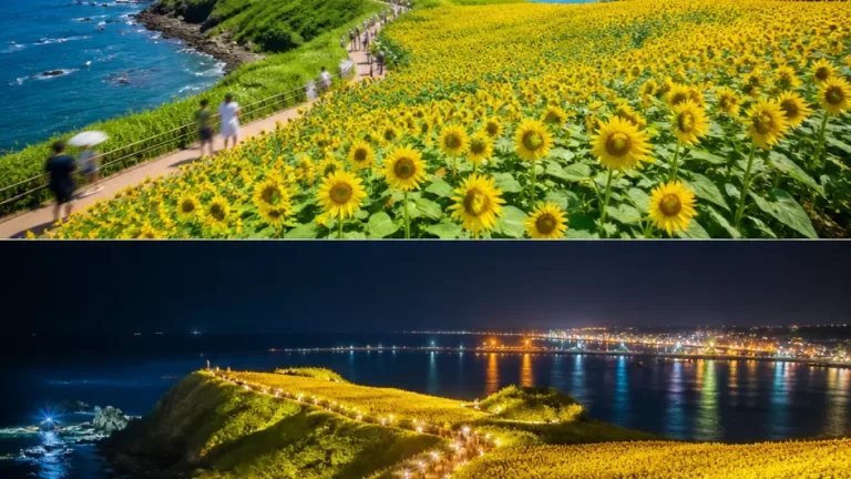 長崎鼻で体験型ひまわり回廊、昼夜で異なる演出を展開