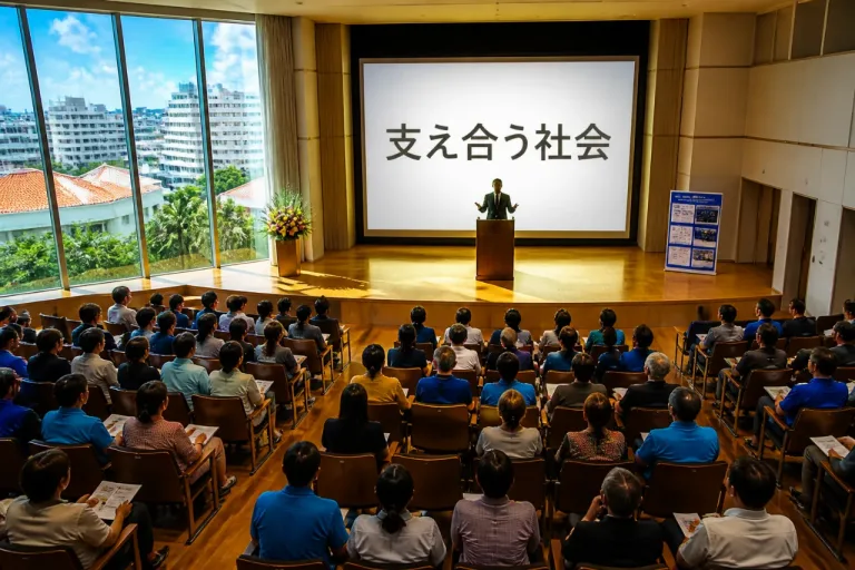 那覇で「赤ちゃんポスト」最初の預けられた男性が講演 支え合う社会を主題に
