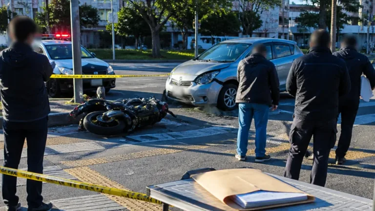 那覇で車とバイク衝突の送検、女性を不起訴に