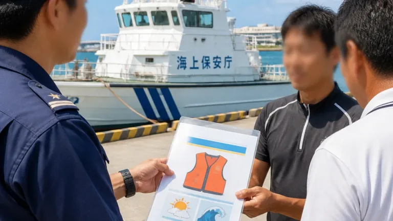那覇でマリンレジャー注意喚起 海上保安部が事故防止リーフ配布