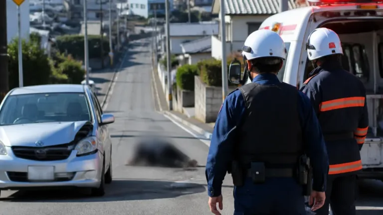 横断歩道のない町道で高齢女性が車にはねられ意識不明の重体に