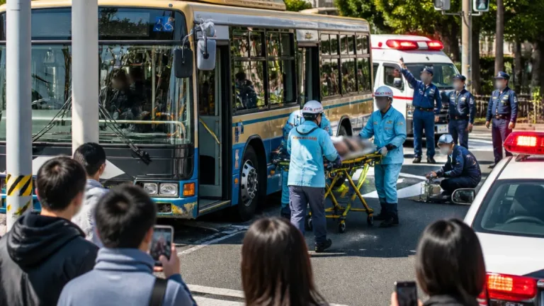 西宮で路線バス急ブレーキ、非接触のひき逃げ疑いで乗客が重傷