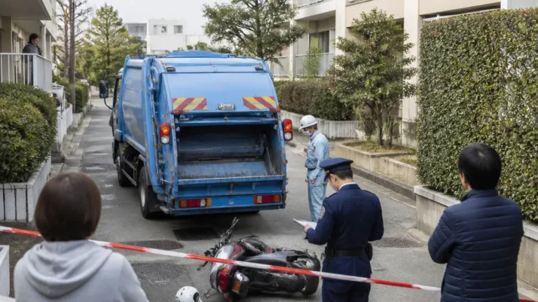 西宮・団地内でごみ収集車と衝突、ミニバイクの女性が死亡