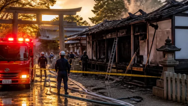 西宮神社で敷地内の火災、外壁や樹木が焼損 出火原因を消防が調べる