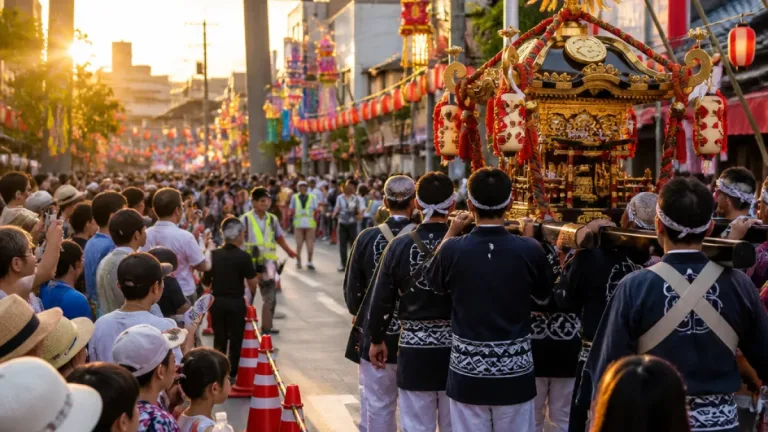 西新町天満社のみこし巡行が復興50周年で夏季大祭