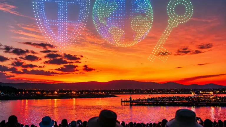 大曲の花火でノートンがスペシャルドローンショー、夕刻に約15分の演出