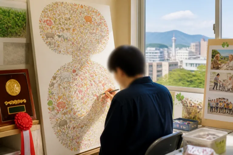 大分の画家・中野道人さんが国際アート賞で企業賞 地域と障害理解に波及