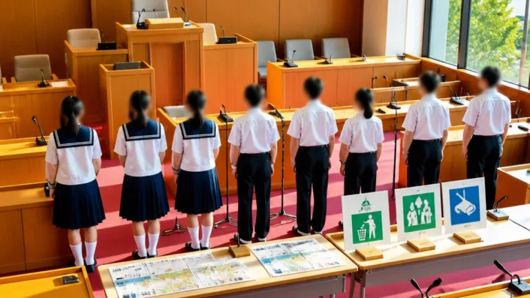 王寺町の子ども議会 中学生8人が町政に提言、健康や防犯で具体策提示