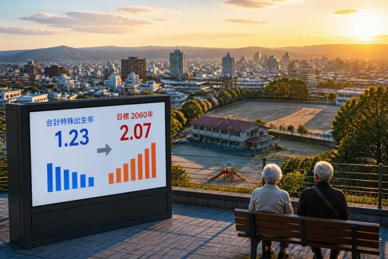 岡山県の2025年合計特殊出生率は1.23、県は2060年に2.07を目標に