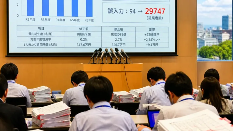 県版ＧＤＰを上方修正、入力ミスで過去７年分に影響