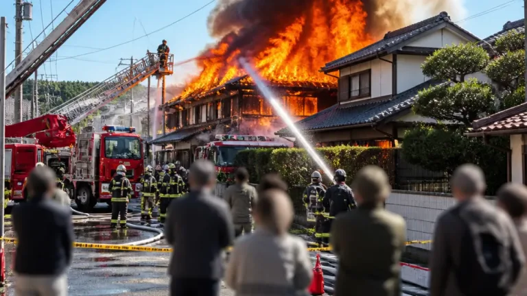 岡山・北区建部で民家火災、建物３棟が延焼中 けが人情報なし