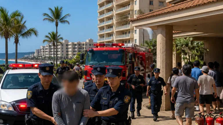 沖縄・北谷のホテル火災 米国籍男を放火・殺人未遂容疑で逮捕