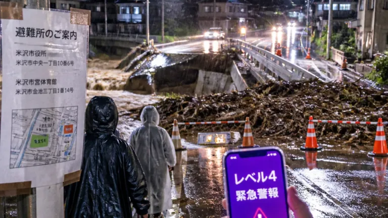 置賜で観測的豪雨、県内初の「レベル4」発表