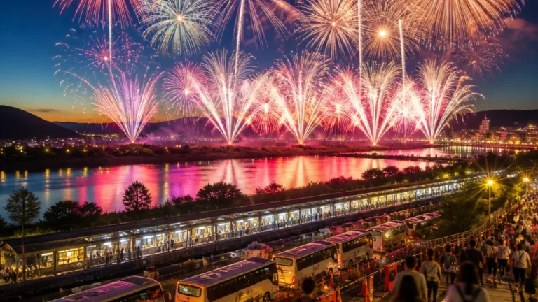 大垣で花火大会、会場周辺は大規模な車両規制と臨時輸送が実施