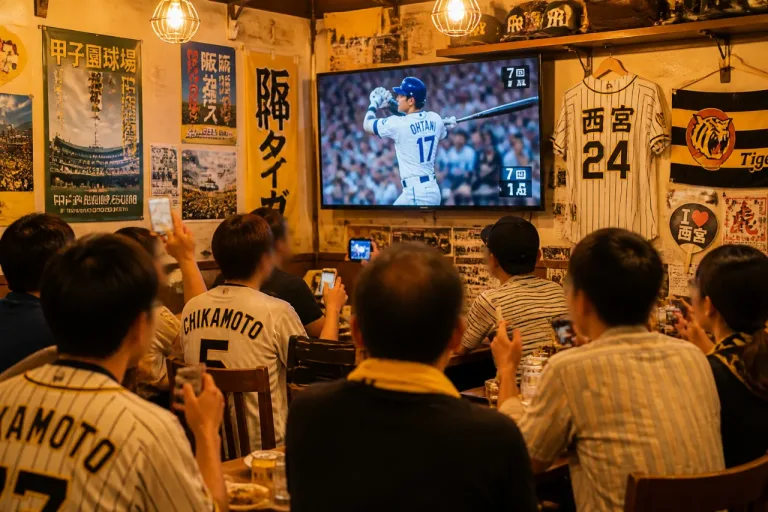 西宮の野球ファンが注目 大谷が７回に適時打、右上腕の違和感で前日に欠場