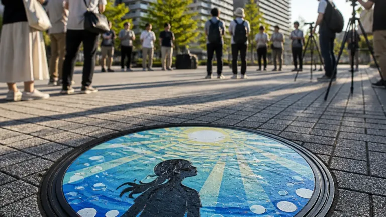 大津に小説デザインのマンホールを設置 地域発信の新たな拠点に