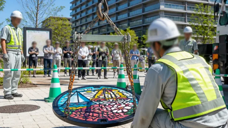 大津・におの浜に作家デザインのマンホールが寄贈、設置へ