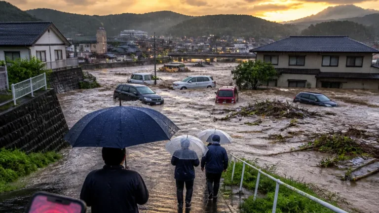 大鰐町で1時間約90ミリの記録的短時間大雨を観測