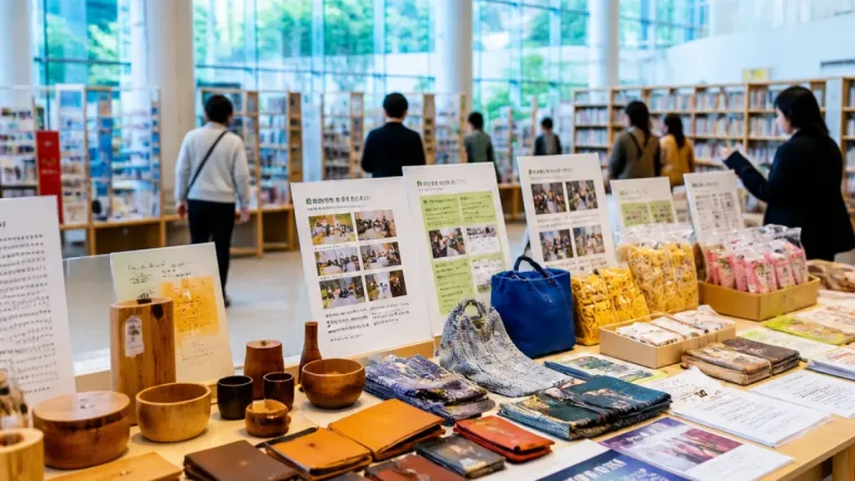 図書館で再犯防止の取り組み紹介、刑務所作業製品も展示販売