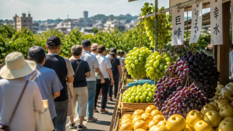 旬到来、埼玉の梨・ぶどう 直売に行列、都心近郊の産地力