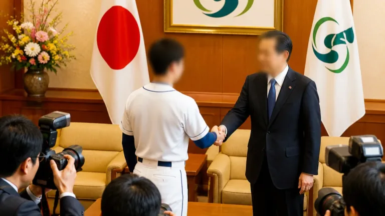 さいたま市を訪問 鈴木彩艶選手が市長を表敬