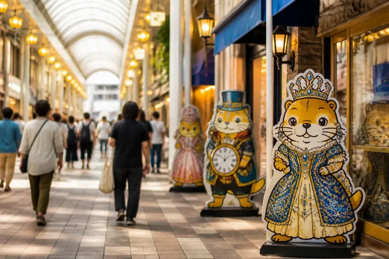 佐世保の商店街を彩る「佐世保怪獣ニャオーン」店舗別デザインが始動