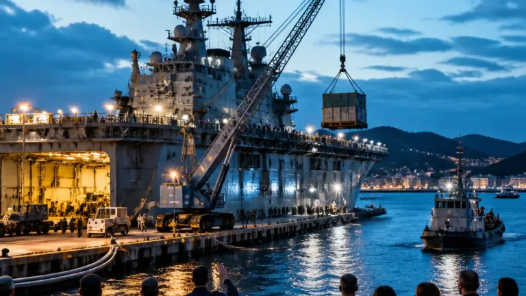 佐世保に米揚陸艦トリポリが帰還 中東派遣終え物資輸送など担う
