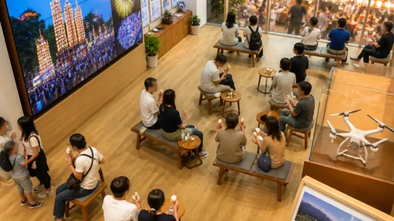 竿燈観覧の合間に一息 西武秋田店が期間限定「涼み処」を設置